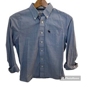 Abercrombie Kids Button Up Shirt Muscle Style Blue Long Sleeve Pocketed XL